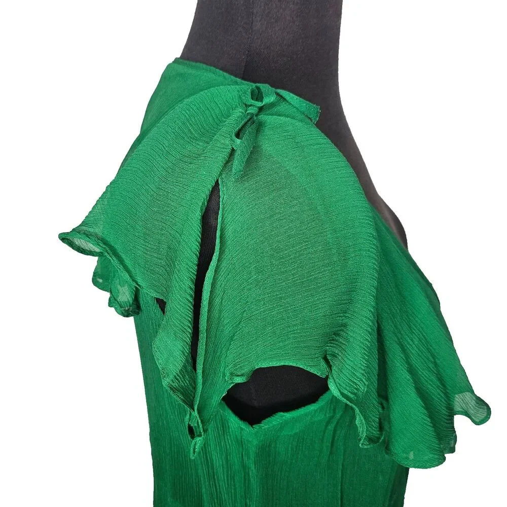 TULULA 100% Silk Duster Robe Large Green Fairy Ethereal Coquette Soft Girl